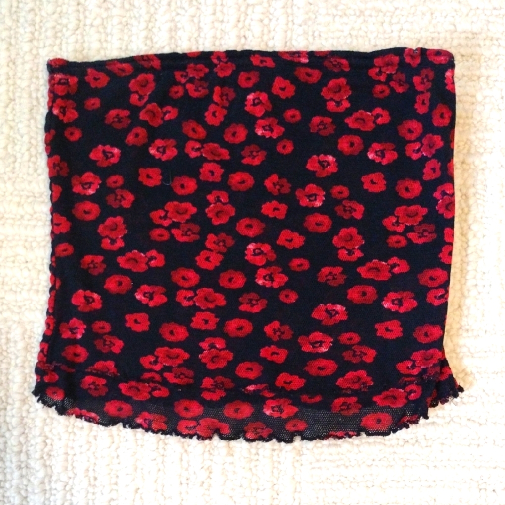 Free People Floral Red and Black Women's Tube Top